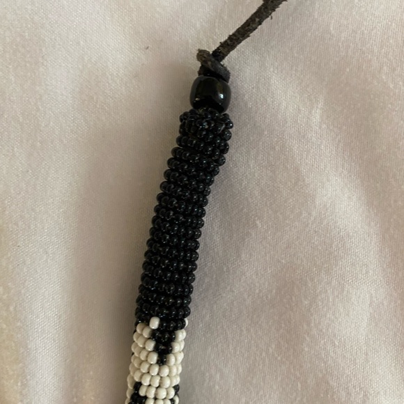 African beaded black and white necklace - Picture 9 of 12